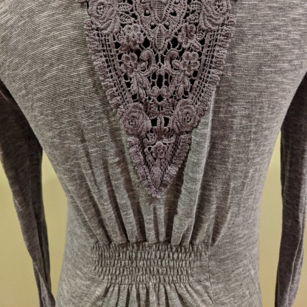 Gray Ruffled Lace Cardigan - Picture 5 of 7